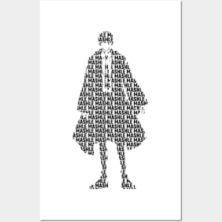 Mashle : Magic and Muscles Anime Characters Design : Mash Burnedead Minimalist Silhouette with Cool Transparent Black Text Typography Posters and Art